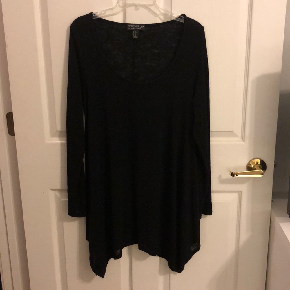 Asymmetrical Hem Black Sweater